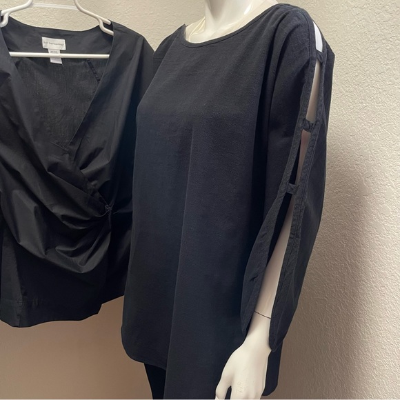 Soft Surroundings Two Blouse Bundle Fitted and Relaxed, Cotton in Black | Sz L - Picture 7 of 11